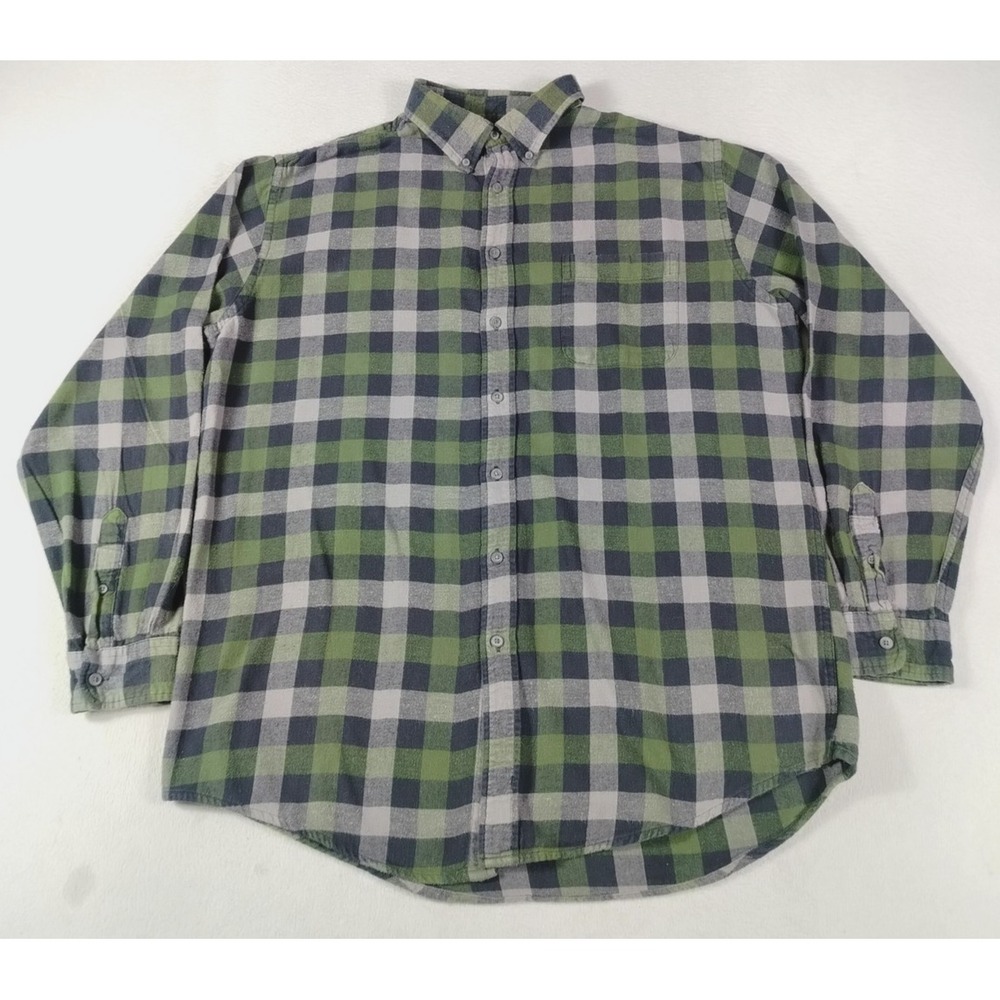 Croft & Barrow Shirt Mens XLT Green Plaid Flannel Lumberjack Cabincore Outdoors